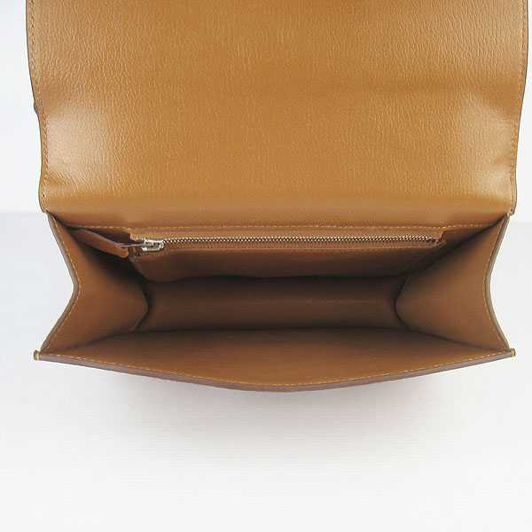 7A Hermes Oxhide Leather Message Bag Light Coffee H017 - Click Image to Close